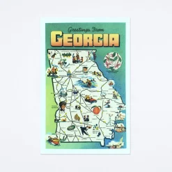 Greetings From Georgia Map Postcard